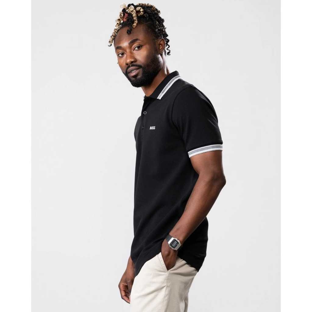 Hugo Boss Green Paddy Curved Mens Polo - Black - Size Large